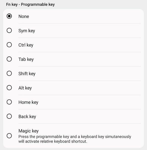 Opciones de tecla programable