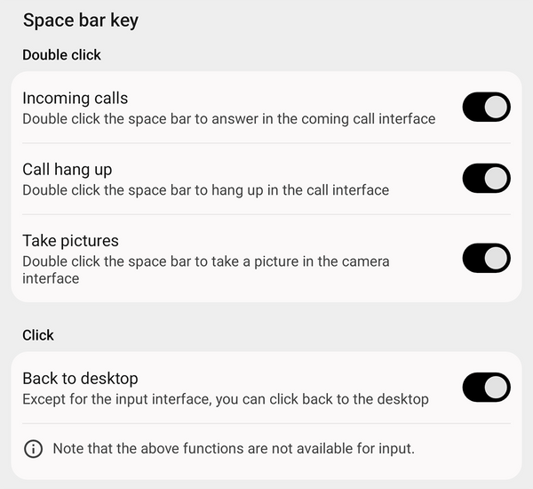 Configuración de la tecla de espacio