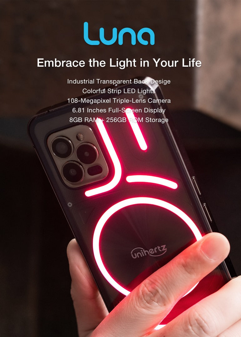 Unihertz Luna - Embrace the Light in Your Life  Banner With Specification 
